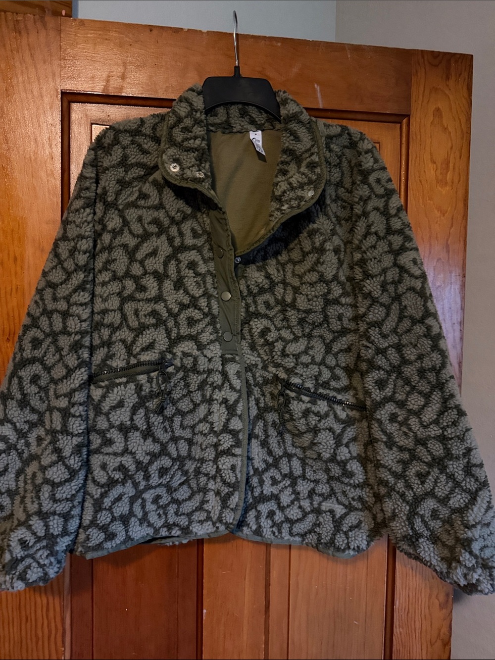 Olive Green Sherpa Zip-Up Zyia Jacket
